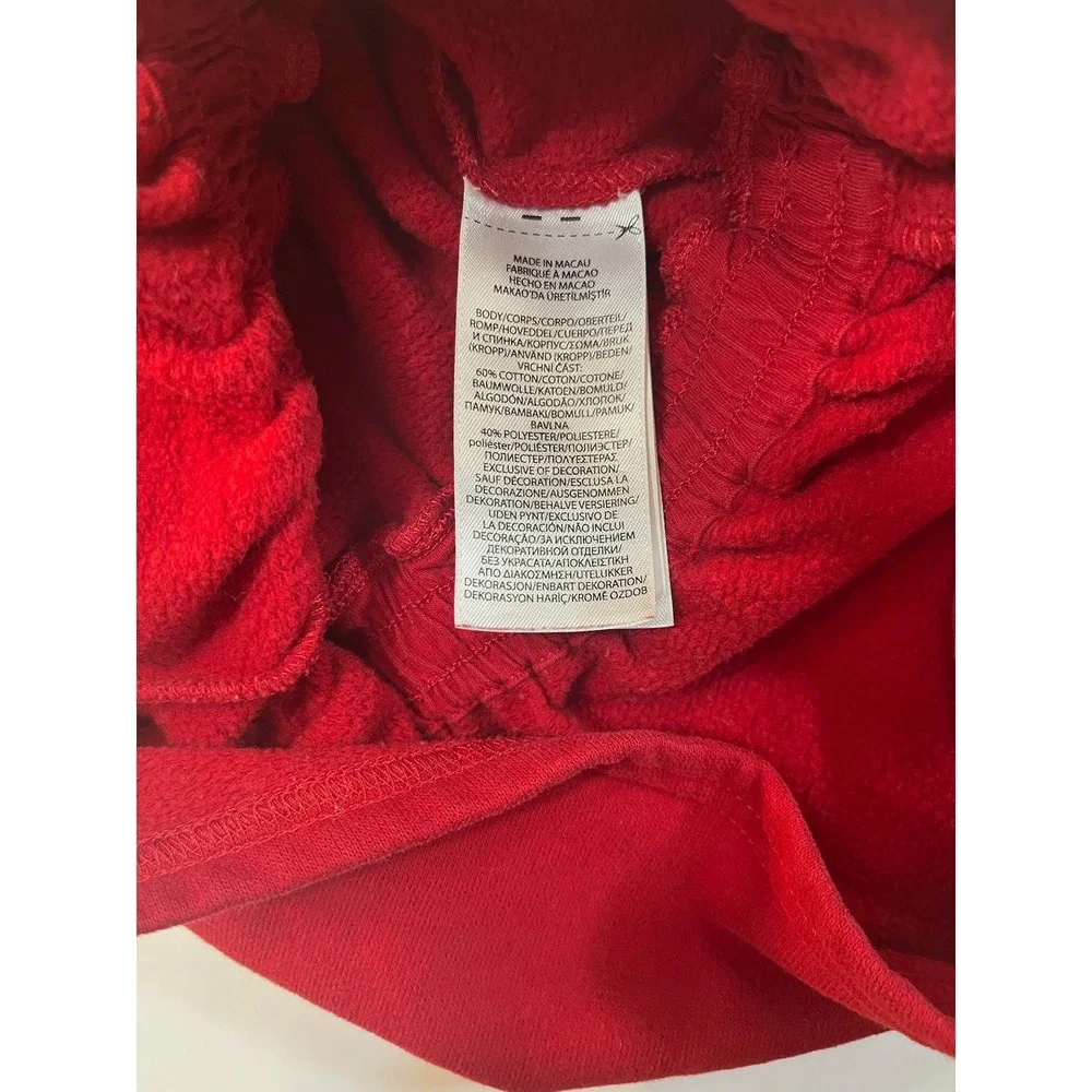 Ralph Lauren Polo Bear Fleece Dress Baby Girl 9M Red Long Sleeve‎ Prep Designer